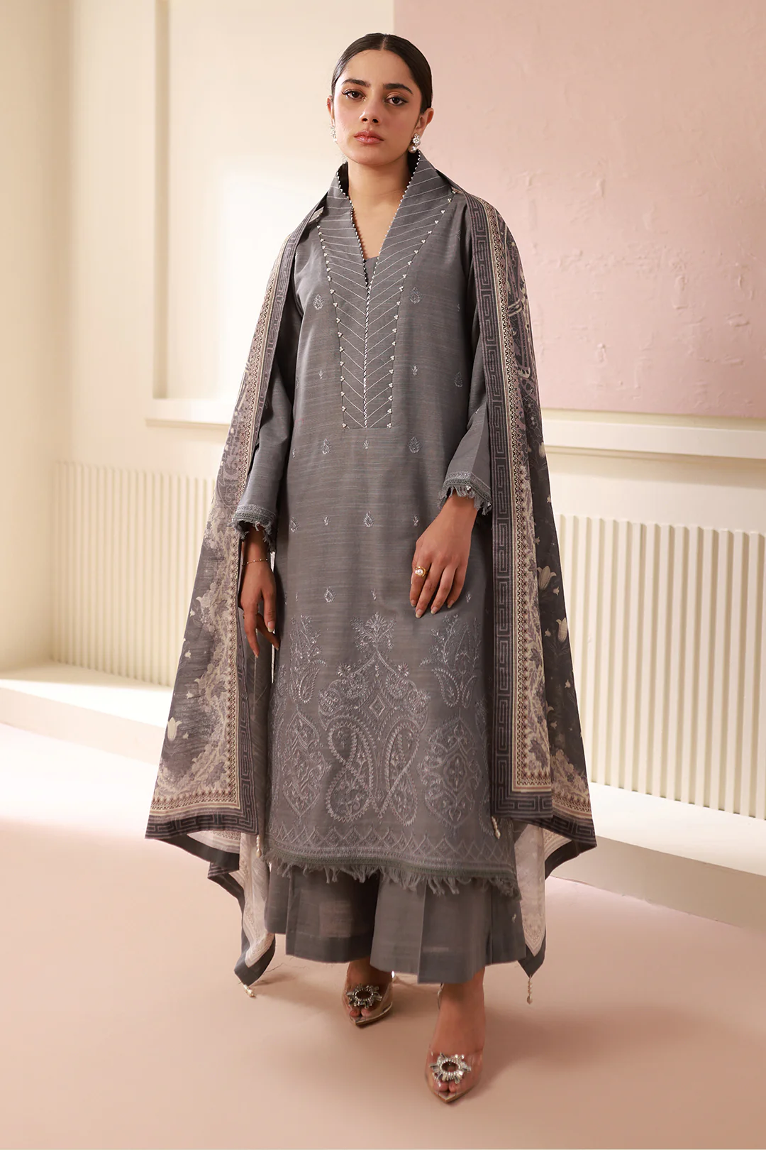 Embroidered Shirt Shalwar Dupatta - 0412 - Image 5