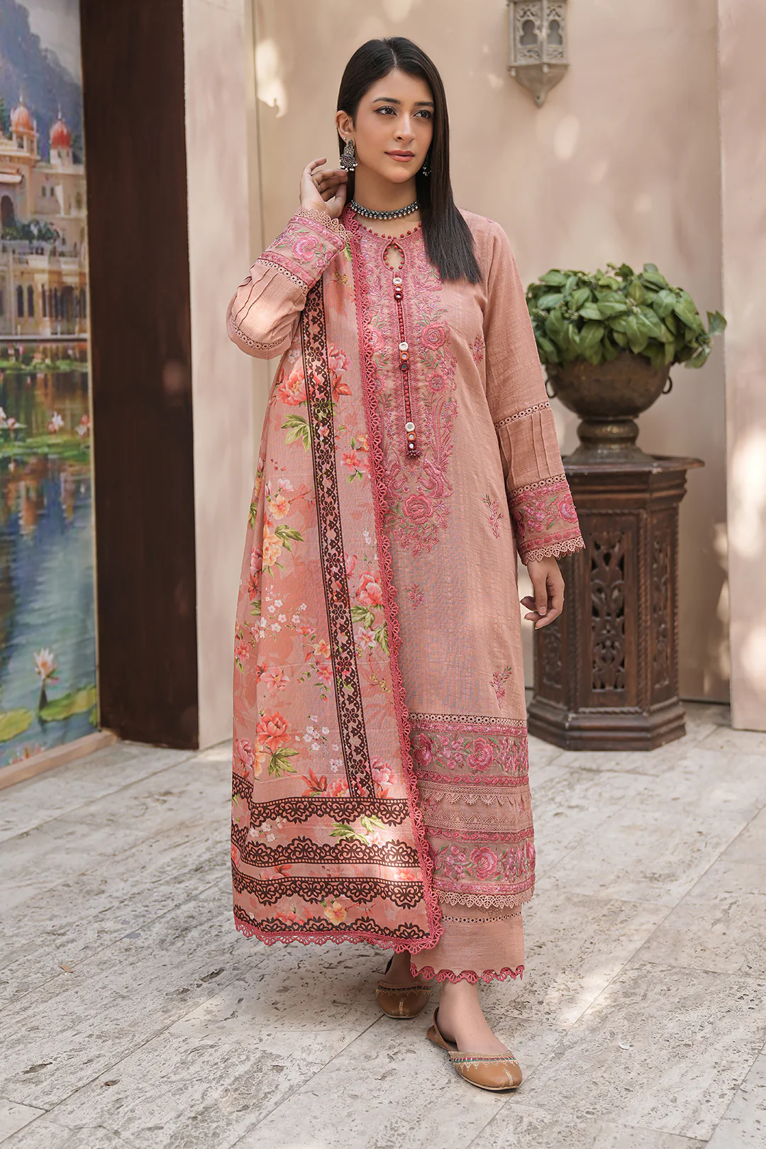 Embroidered Shirt Shalwar Dupatta - 0415 - Image 2