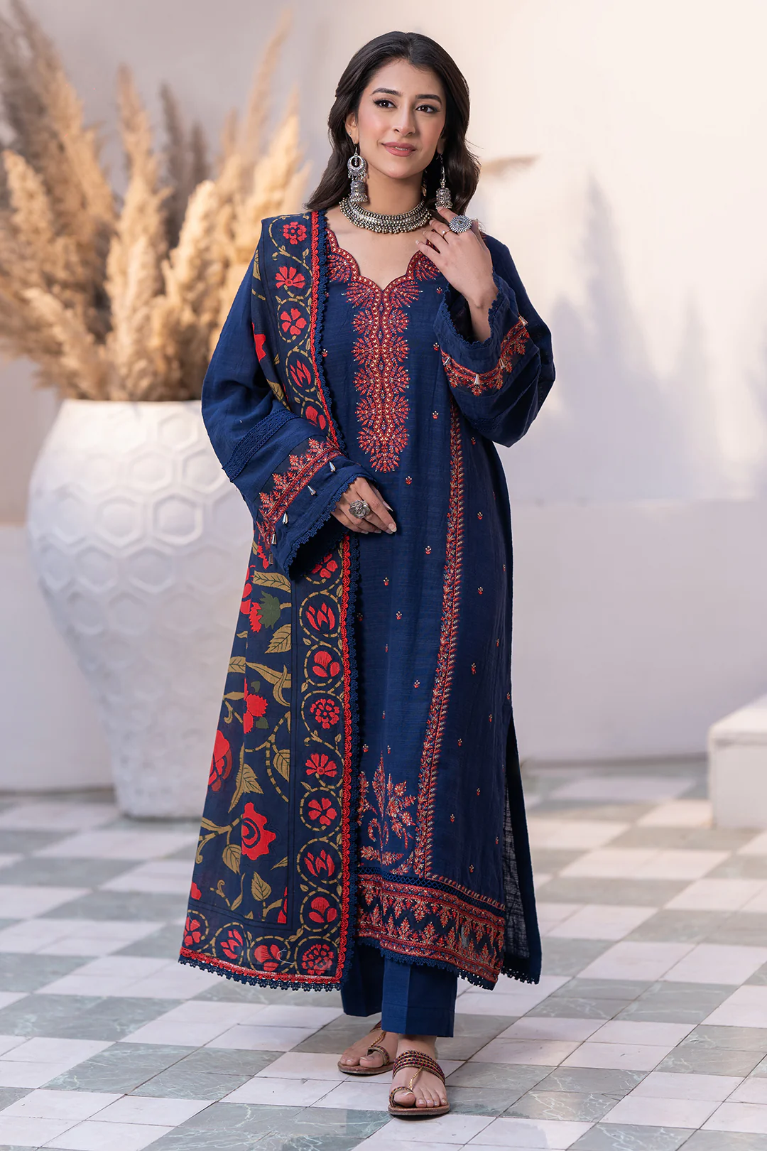 Embroidered Shirt Shalwar Dupatta - 0417 - Image 2