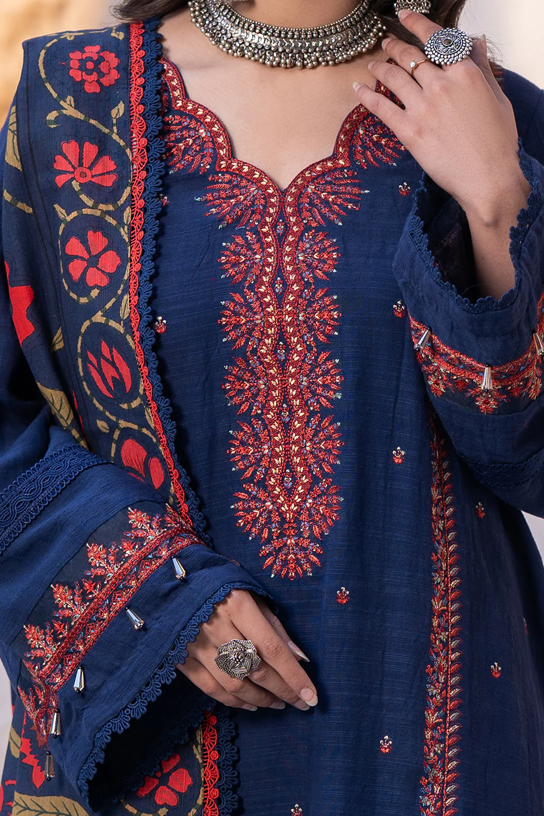 Embroidered Shirt Shalwar Dupatta - 0417 - Image 3