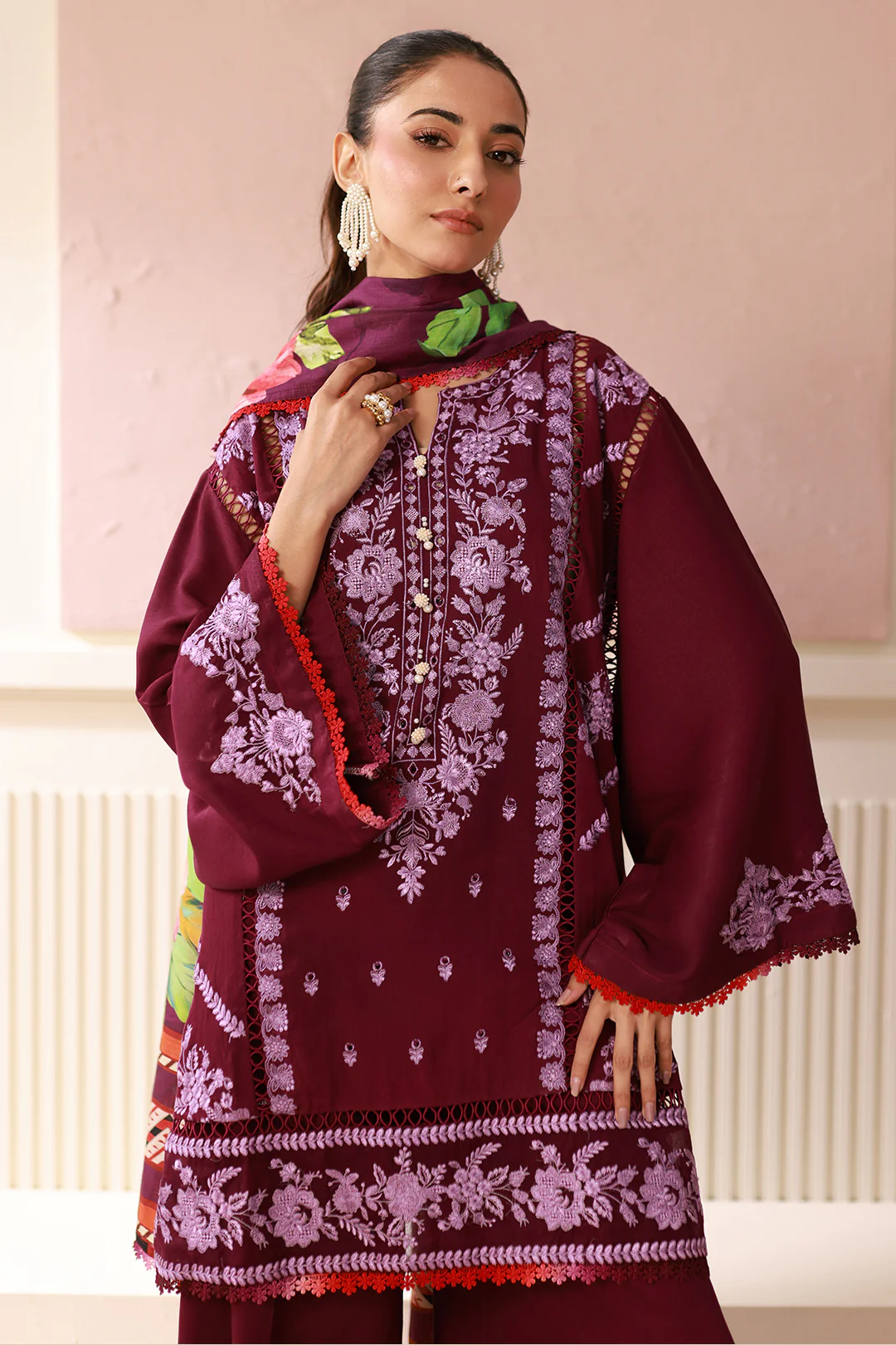 Embroidered Shirt Shalwar Dupatta - 0419 - Image 10