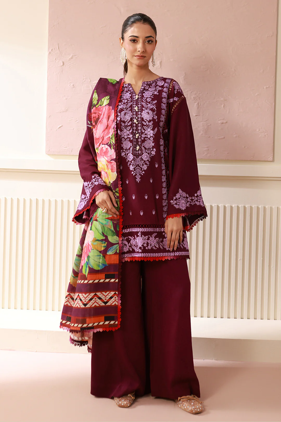 Embroidered Shirt Shalwar Dupatta - 0419 - Image 2