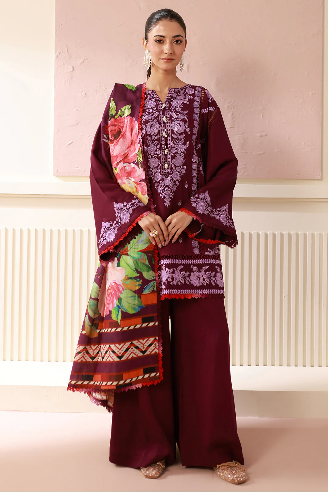 Embroidered Shirt Shalwar Dupatta - 0419 - Image 3