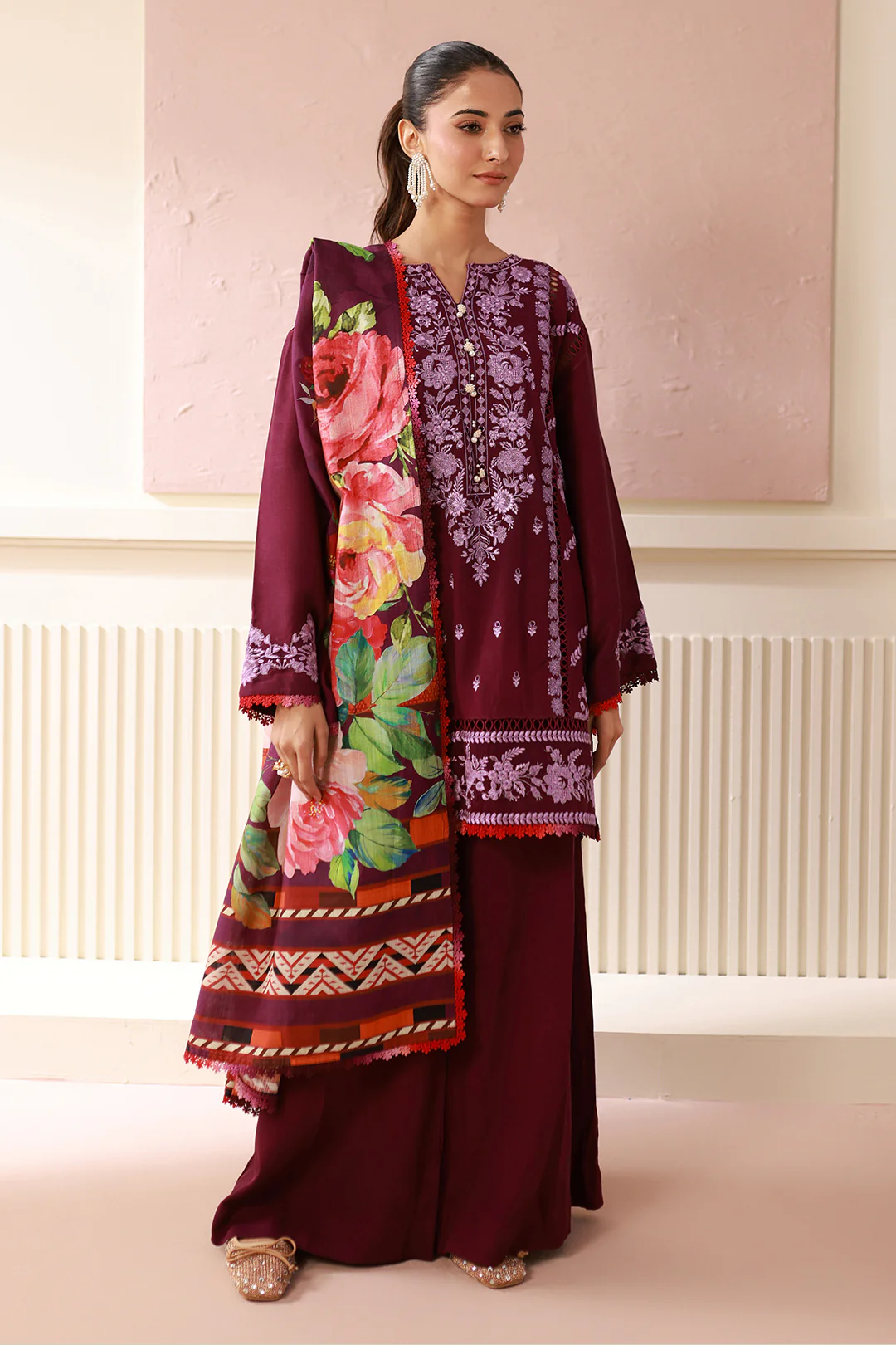 Embroidered Shirt Shalwar Dupatta - 0419 - Image 5