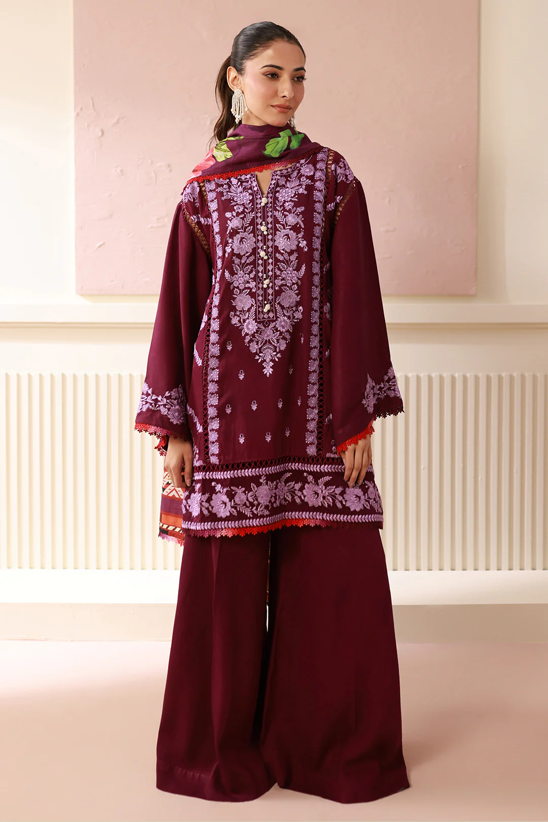 Embroidered Shirt Shalwar Dupatta - 0419 - Image 9