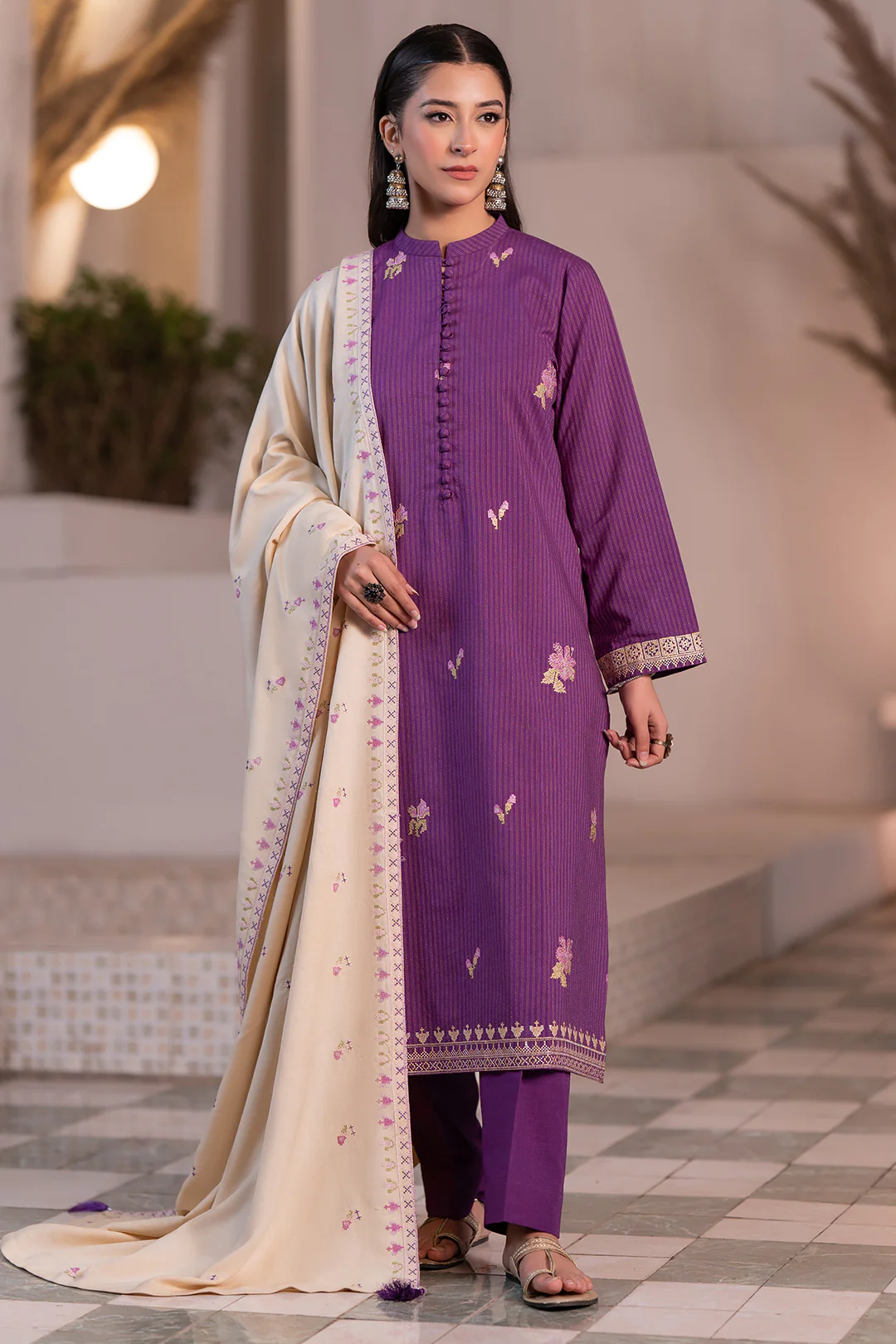 Embroidered Shirt Shalwar Dupatta - 0481 - Image 2