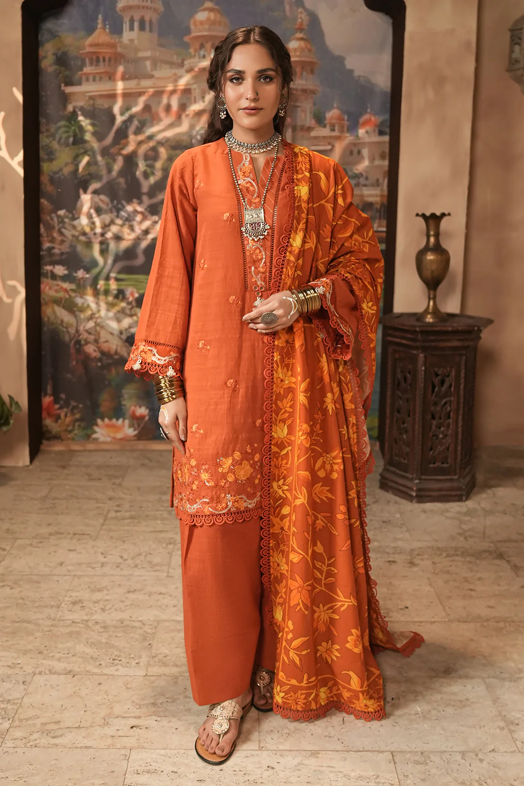 Embroidered Shirt Shalwar Dupatta - 0483 - Image 2