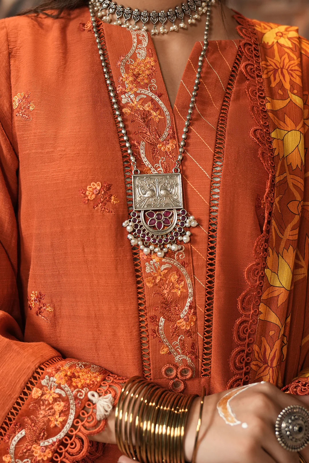 Embroidered Shirt Shalwar Dupatta - 0483 - Image 3