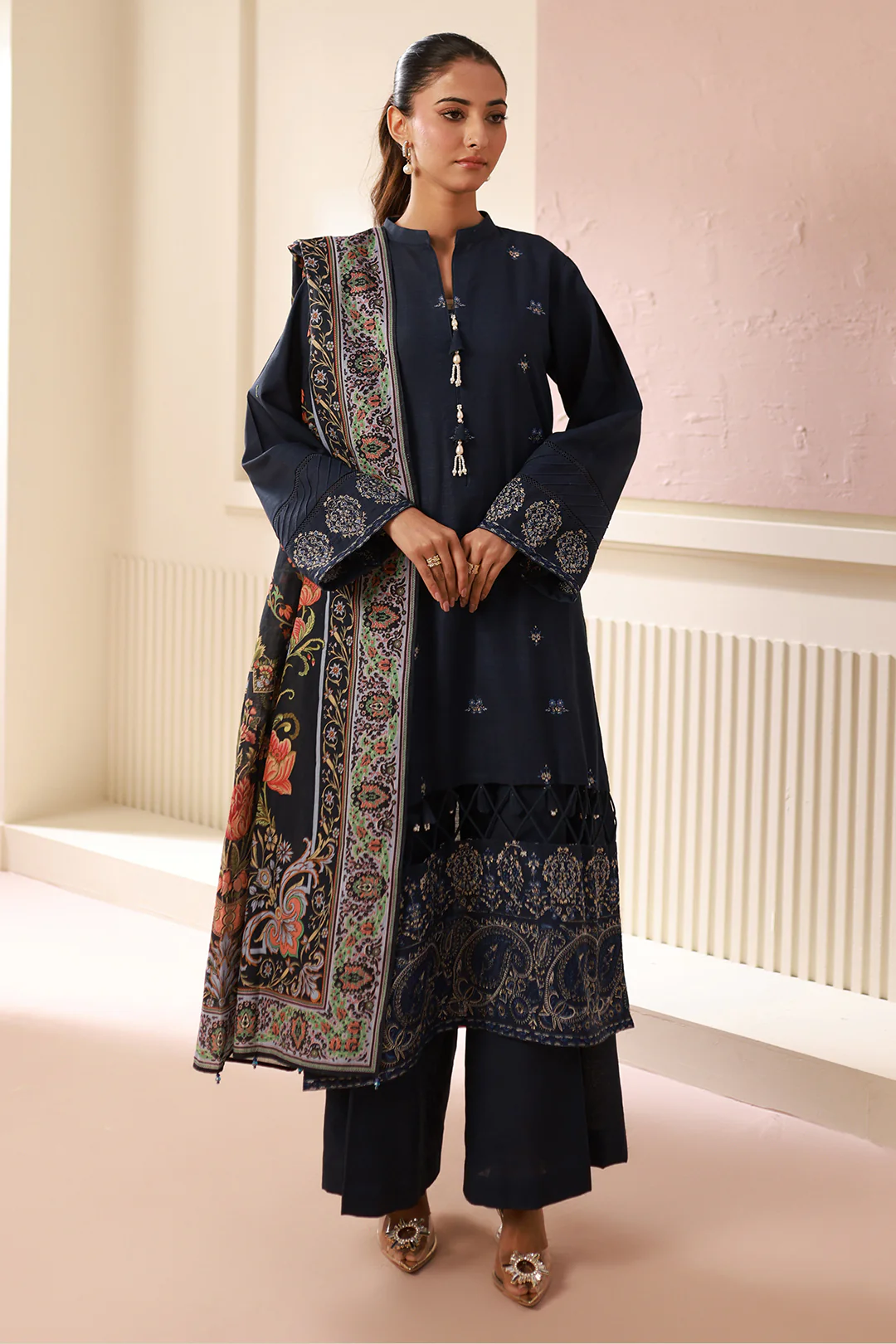Embroidered Shirt Shalwar Dupatta - 0484 - Image 2