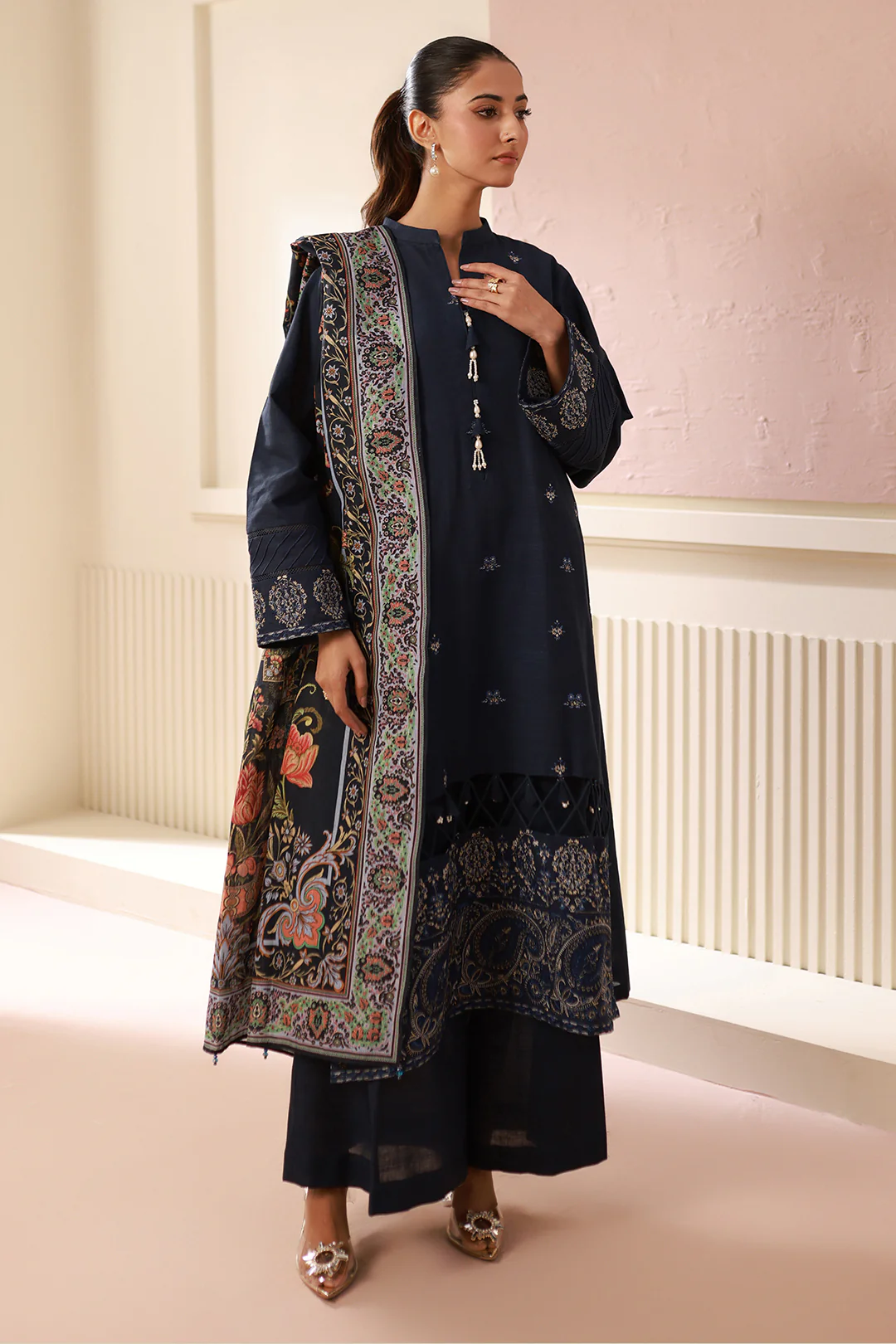 Embroidered Shirt Shalwar Dupatta - 0484 - Image 3