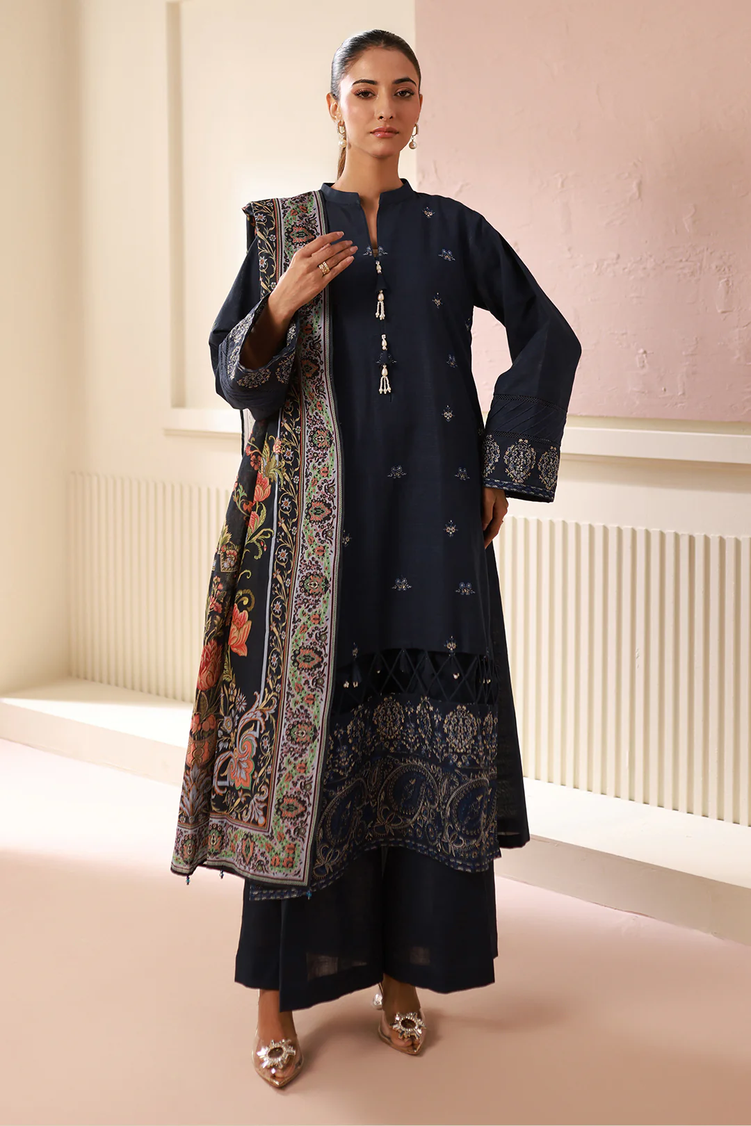 Embroidered Shirt Shalwar Dupatta - 0484 - Image 5