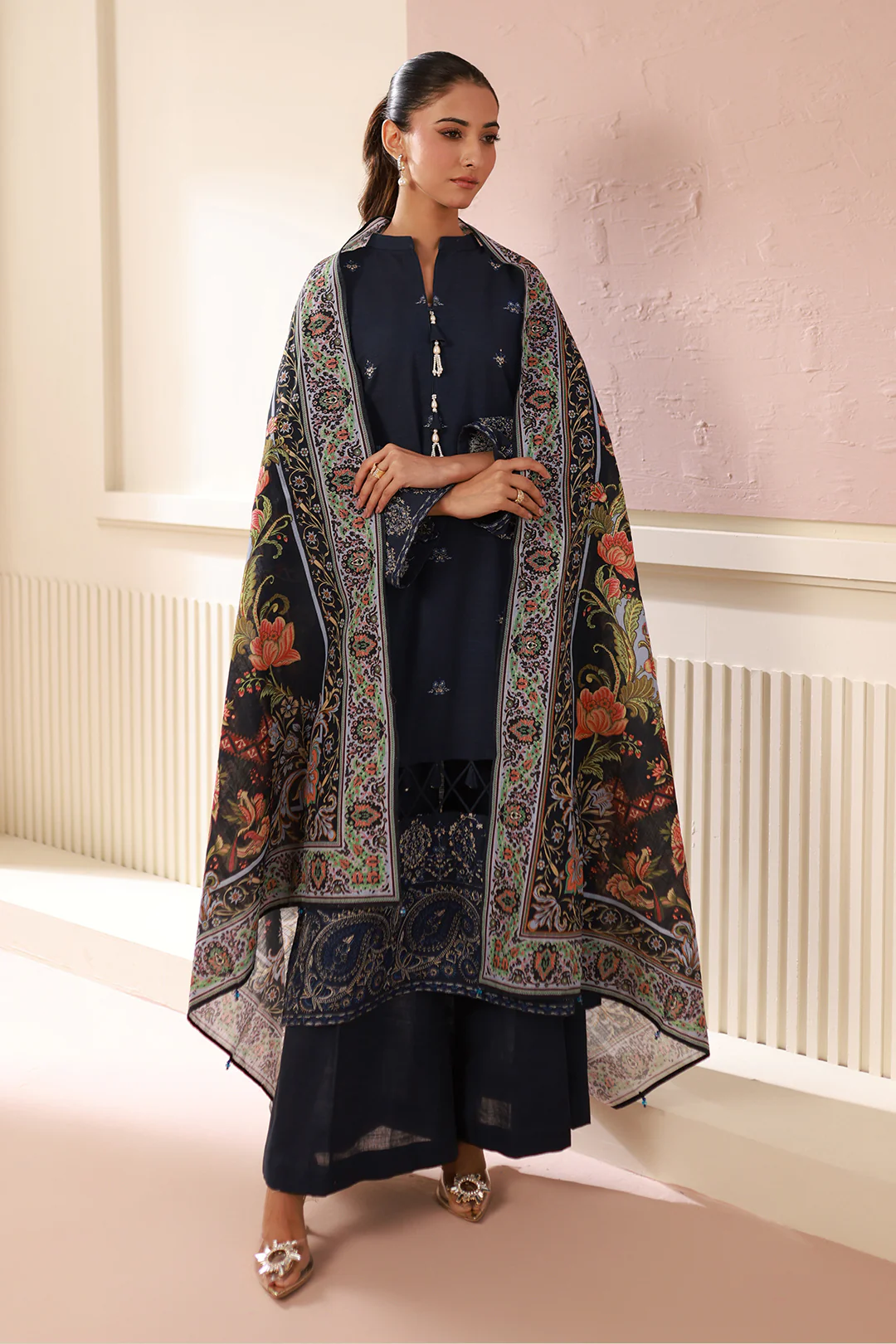 Embroidered Shirt Shalwar Dupatta - 0484 - Image 7