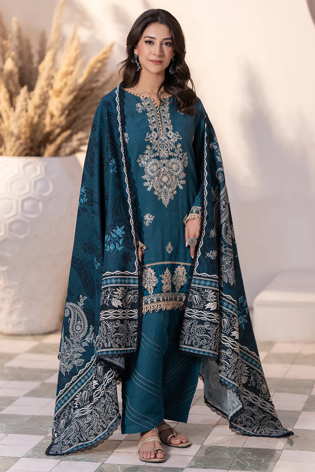 Embroidered Shirt Shalwar Dupatta - 0485 - Image 2