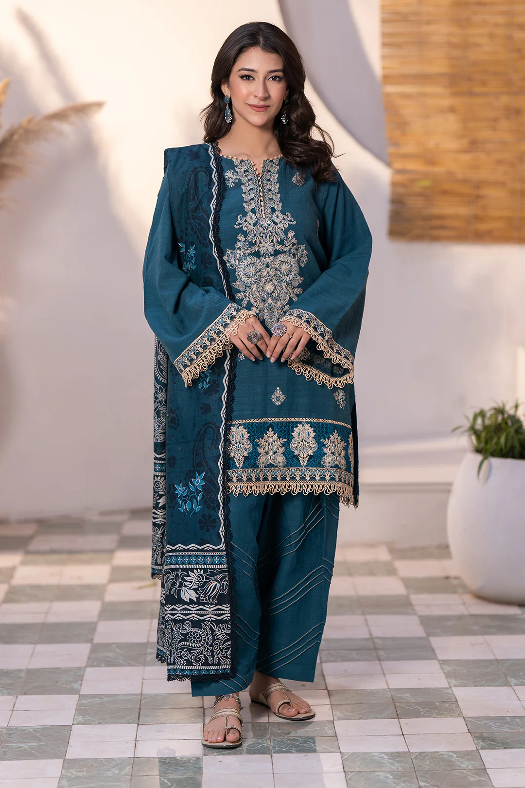 Embroidered Shirt Shalwar Dupatta - 0485 - Image 3