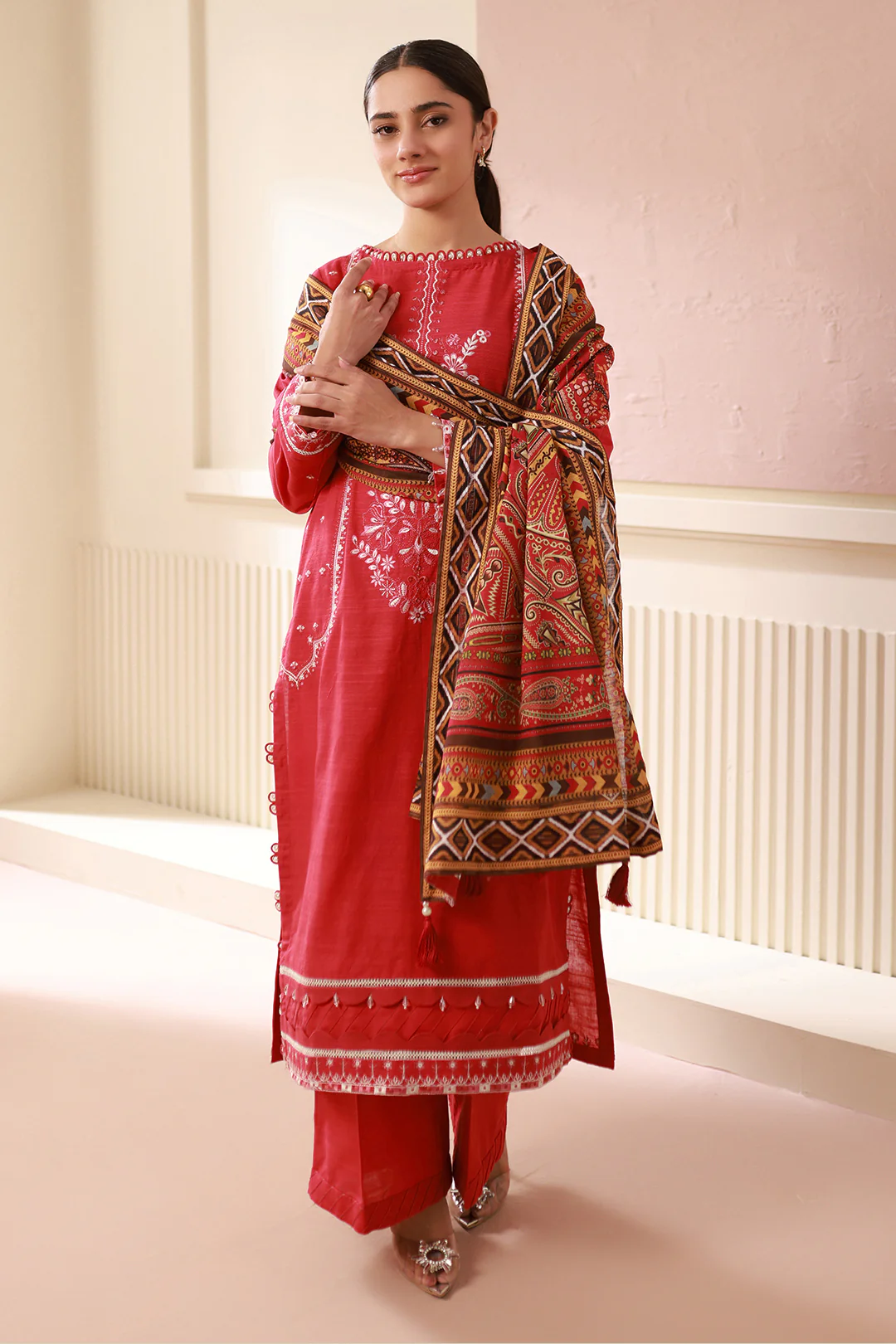 Embroidered Shirt Shalwar Dupatta - 0486 - Image 11