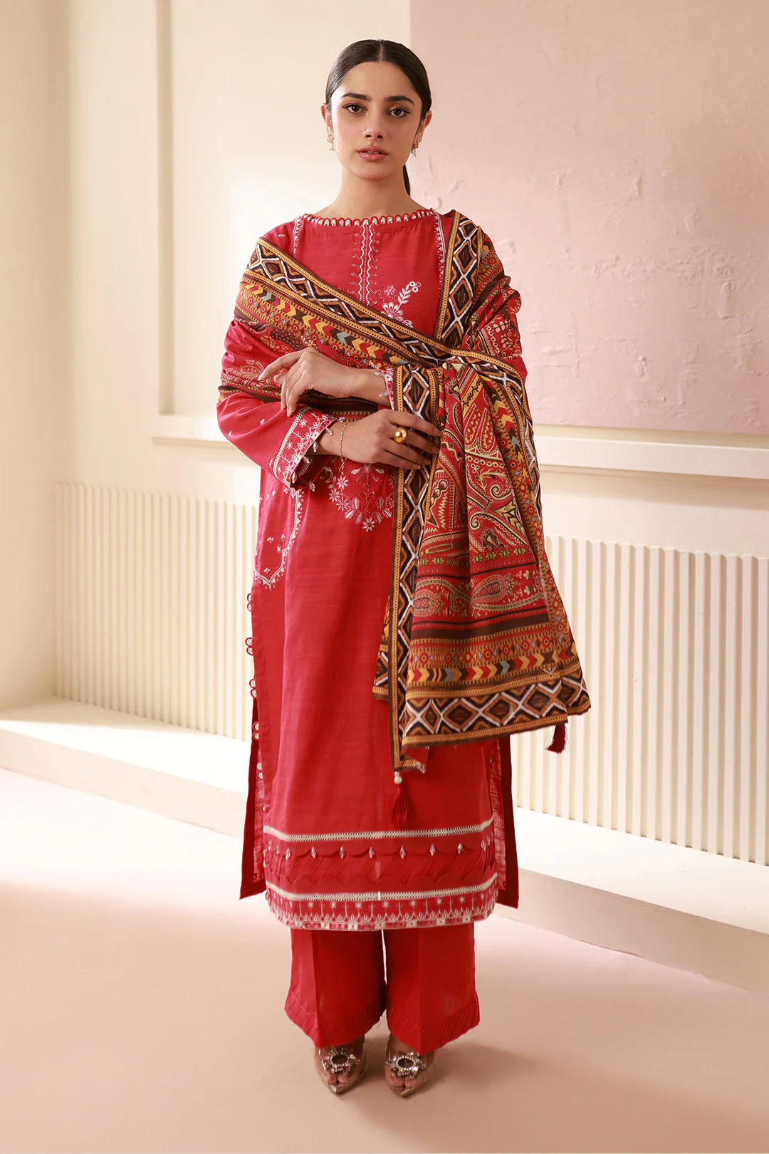 Embroidered Shirt Shalwar Dupatta - 0486 - Image 9