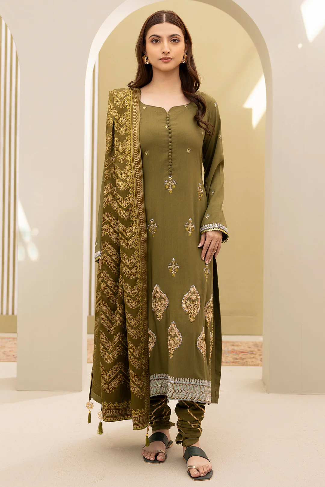 Embroidered Shirt Shalwar Dupatta - 0491 - Image 2