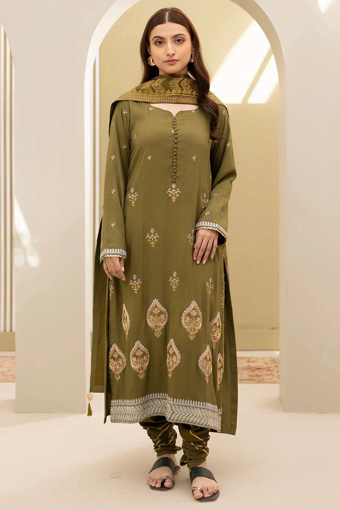Embroidered Shirt Shalwar Dupatta - 0491 - Image 7