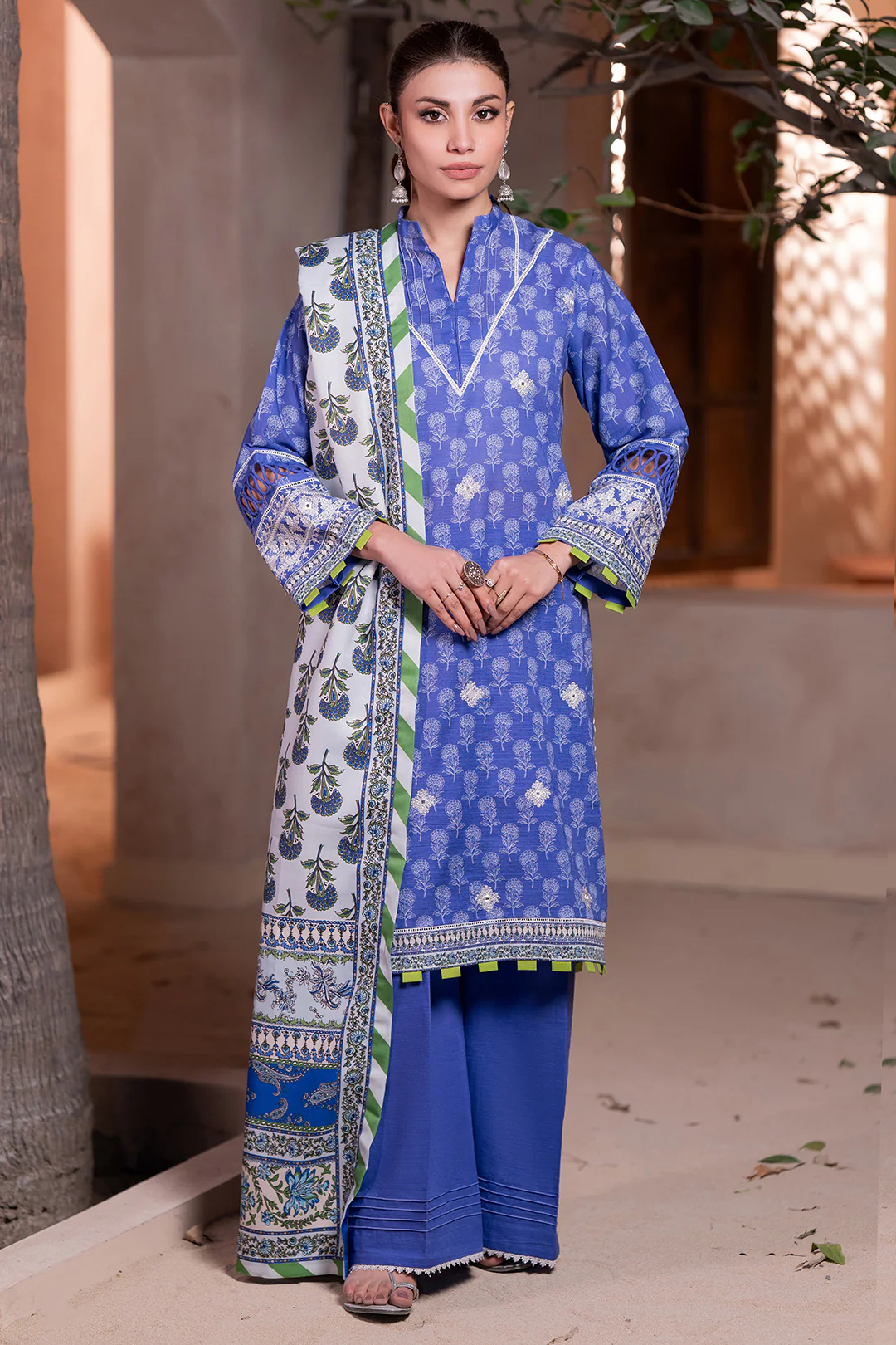 Embroidered Shirt Shalwar Dupatta - 0589 - Image 2