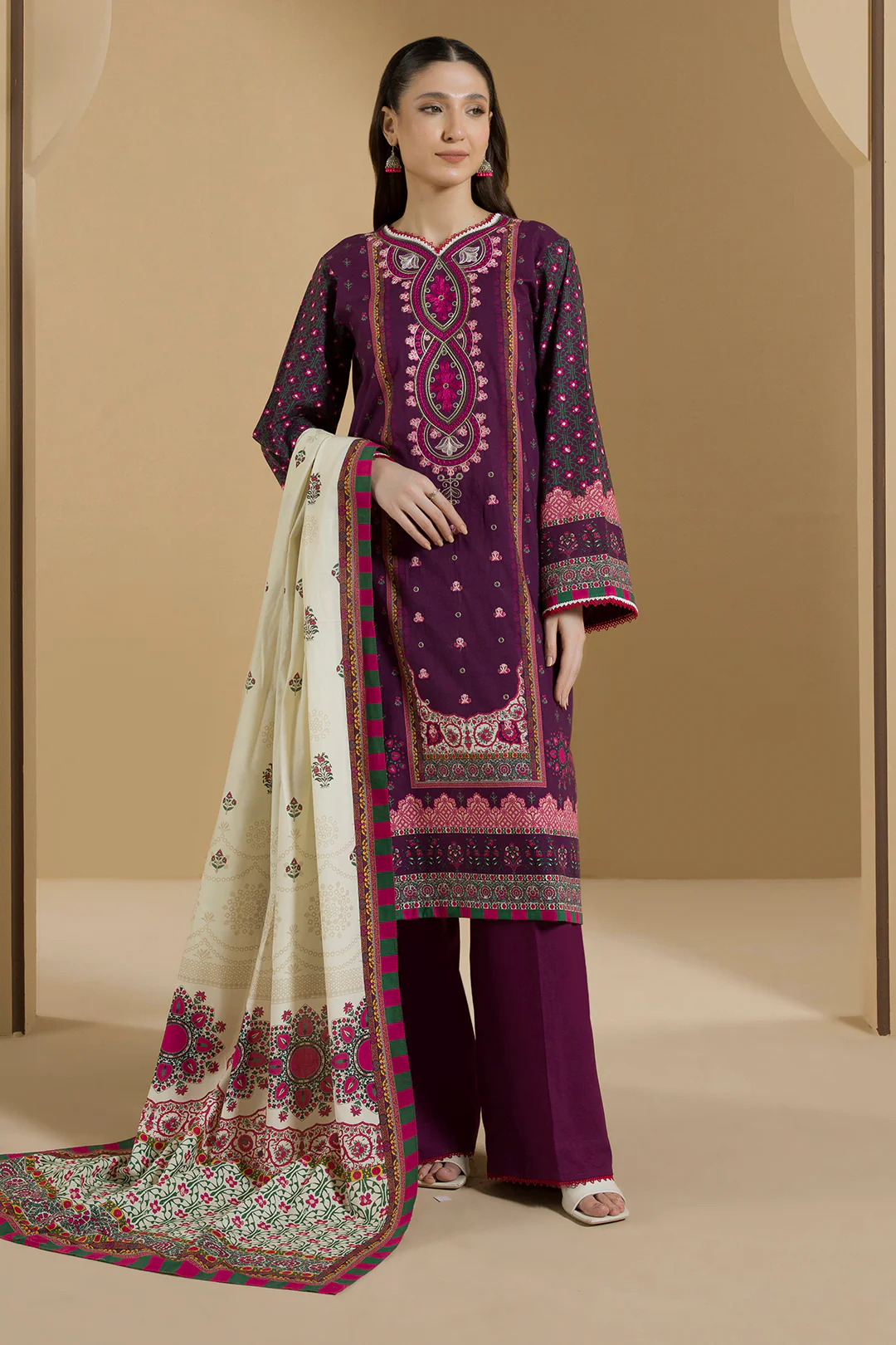 Embroidered Shirt Shalwar Dupatta - 0106 - Image 2