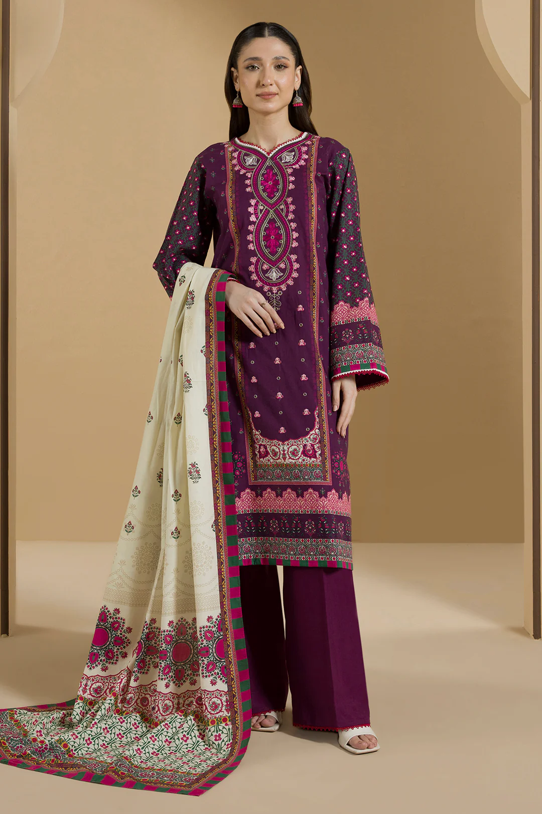 Embroidered Shirt Shalwar Dupatta - 0106 - Image 4