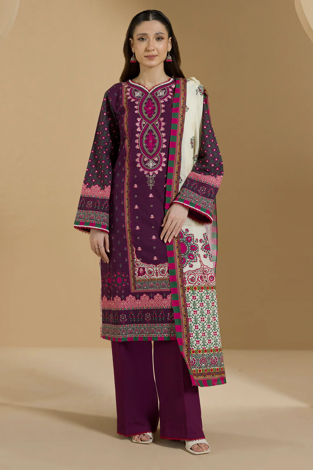 Embroidered Shirt Shalwar Dupatta - 0106 - Image 6