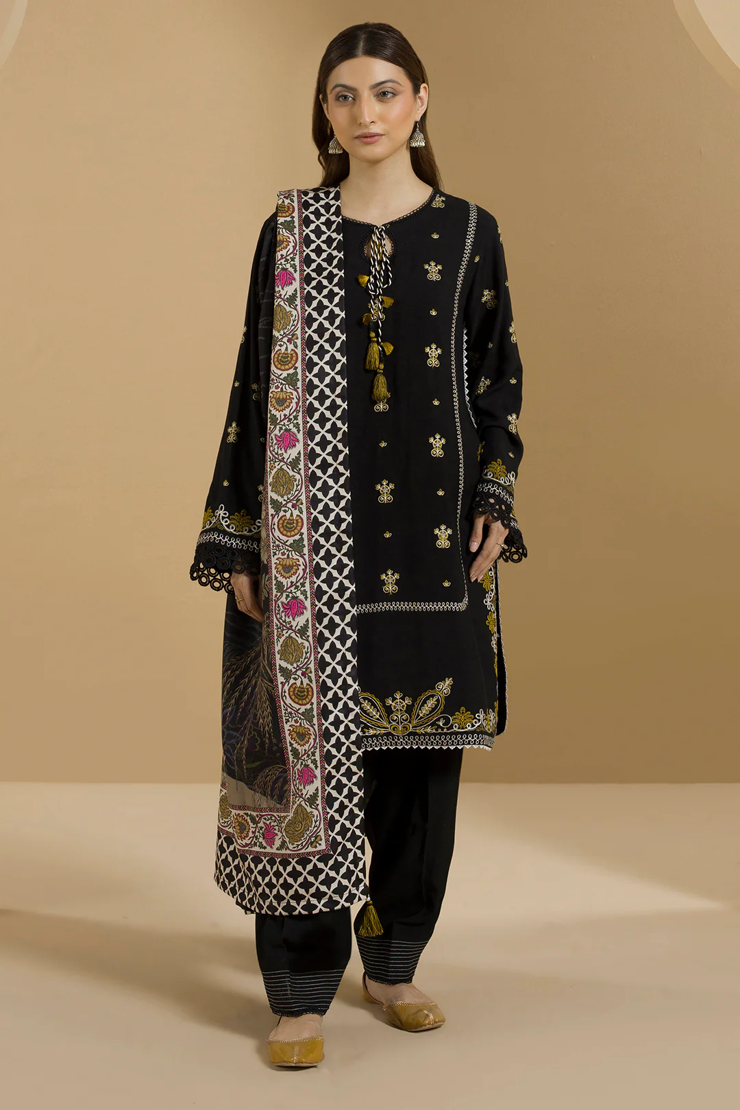 Embroidered Shirt Shalwar Dupatta - 0112 - Image 2