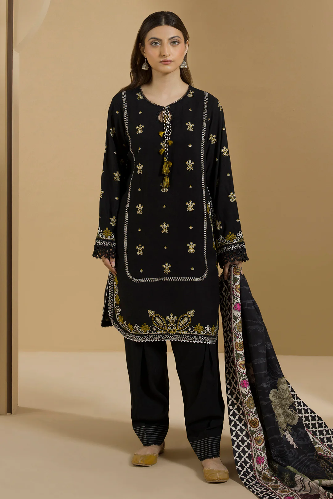 Embroidered Shirt Shalwar Dupatta - 0112 - Image 4