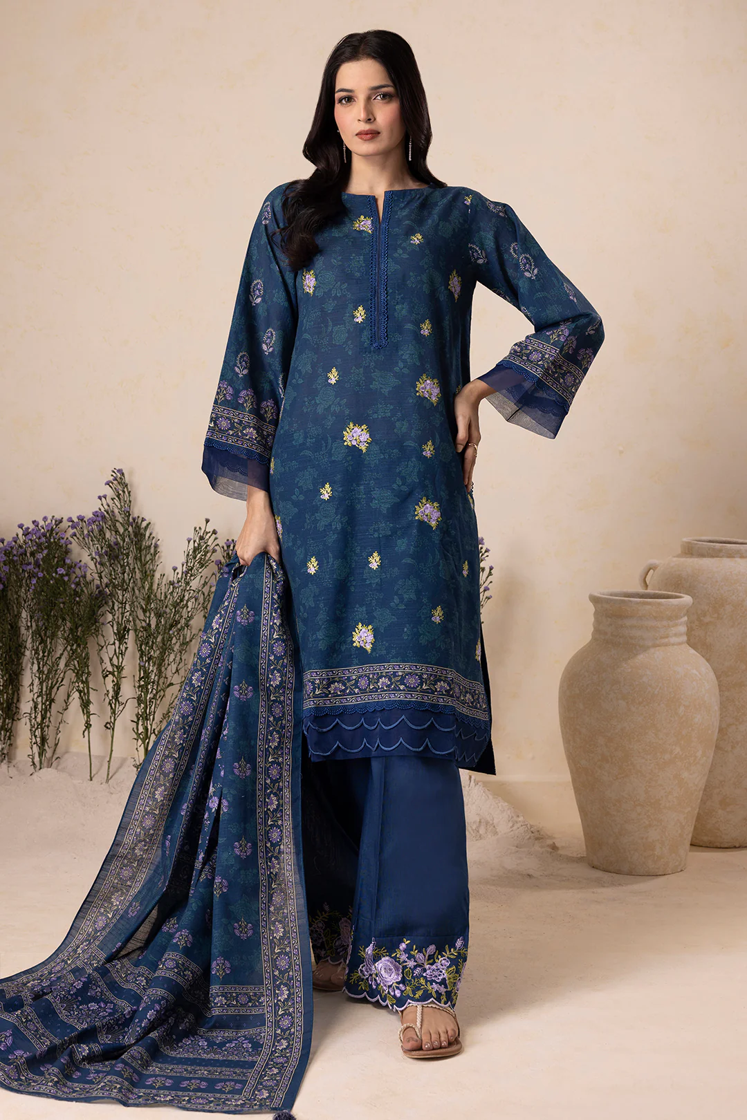 Embroidered Shirt Shalwar Dupatta - 0157 - Image 4
