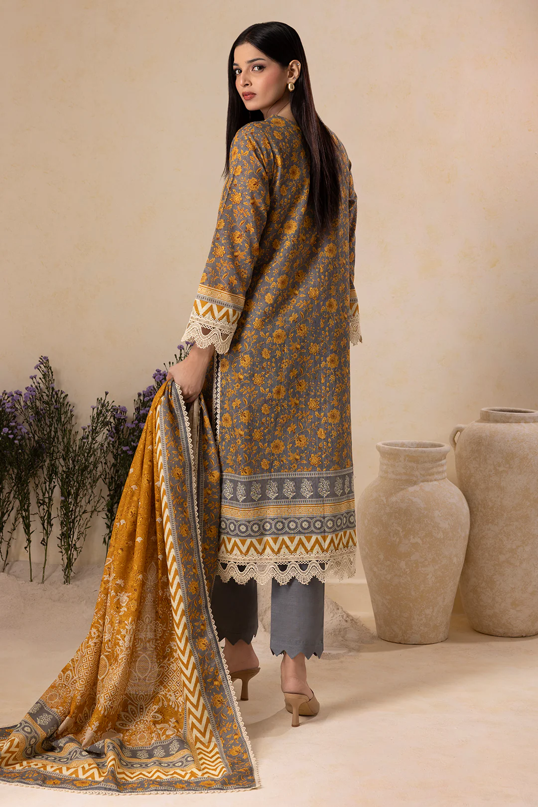 Embroidered Shirt Shalwar Dupatta - 0158 - Image 11