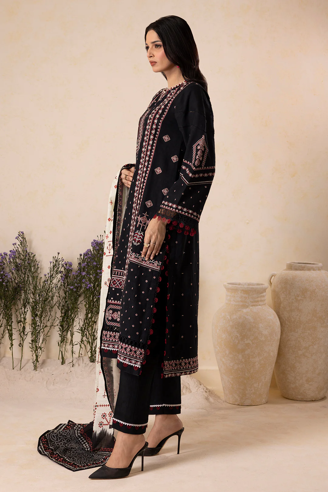 Embroidered Shirt Shalwar Dupatta - 0166 - Image 8