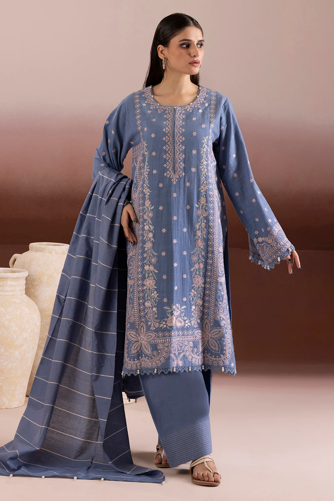 Embroidered Shirt Shalwar Dupatta - 0169 - Image 5
