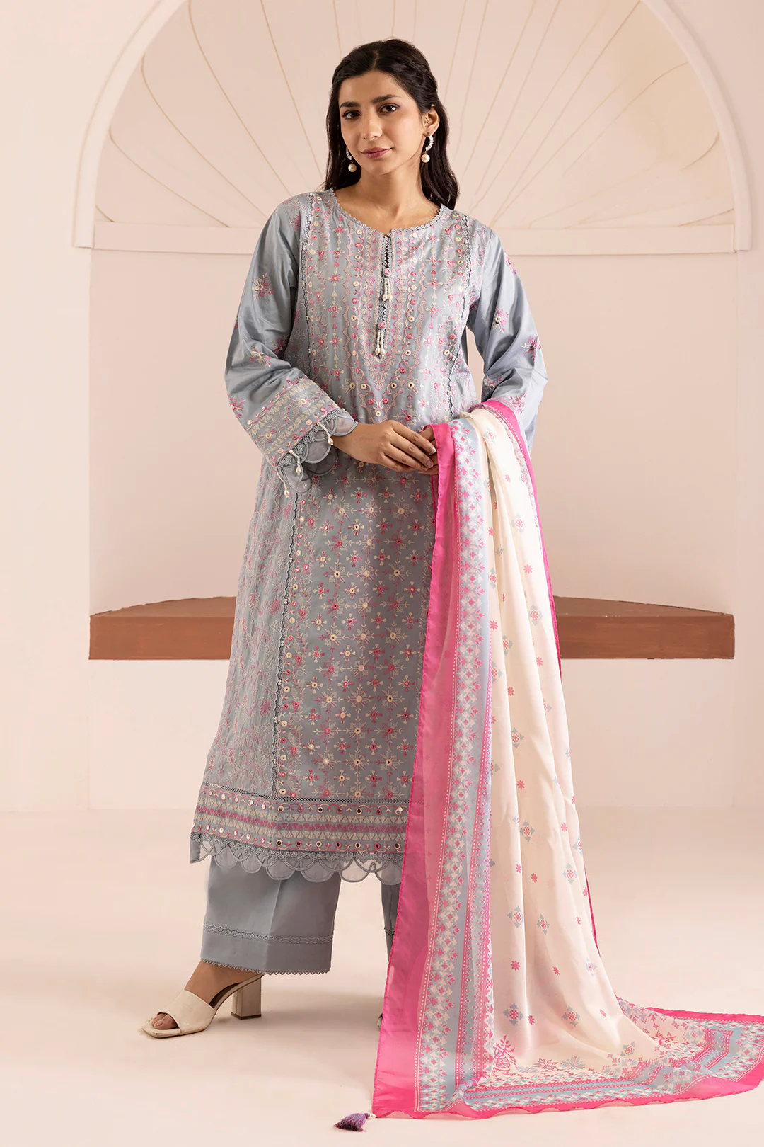 Embroidered Shirt Shalwar Dupatta - 0257 - Image 4