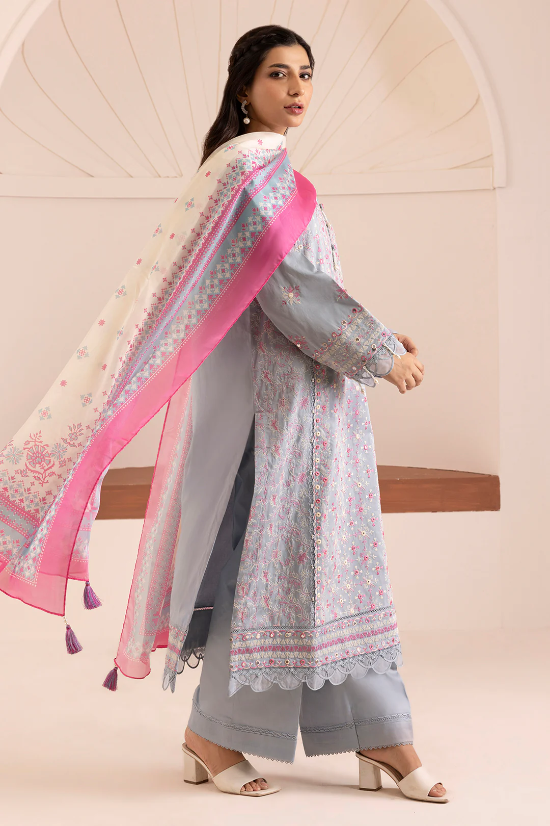 Embroidered Shirt Shalwar Dupatta - 0257 - Image 6