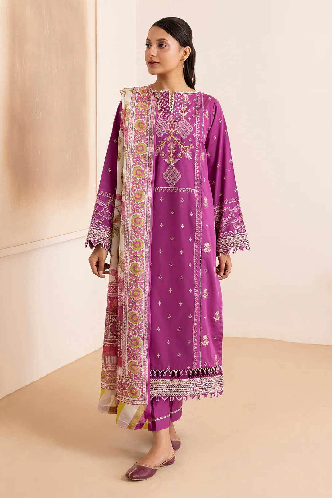 Embroidered Shirt Shalwar Dupatta - 0259 - Image 5