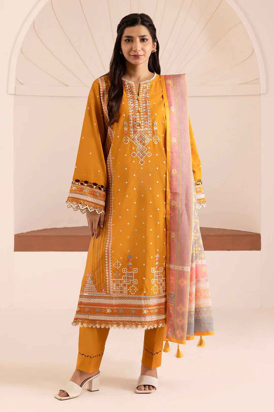 Embroidered Shirt Shalwar Dupatta - 0262 - Image 2