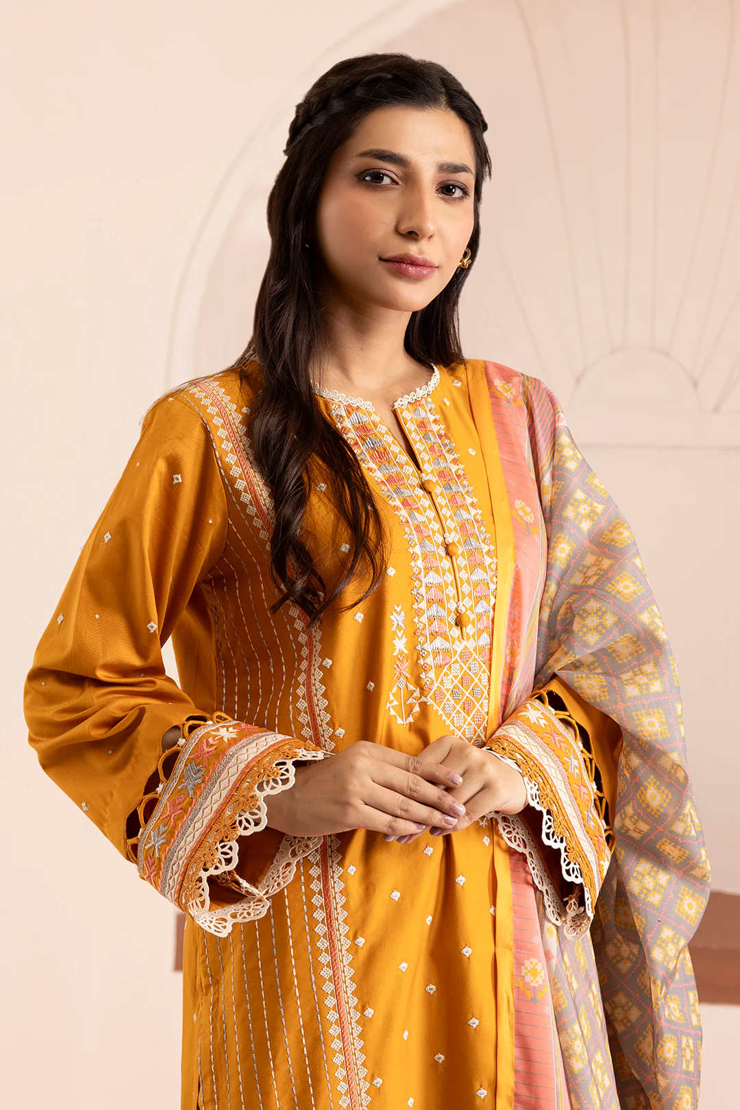 Embroidered Shirt Shalwar Dupatta - 0262 - Image 3