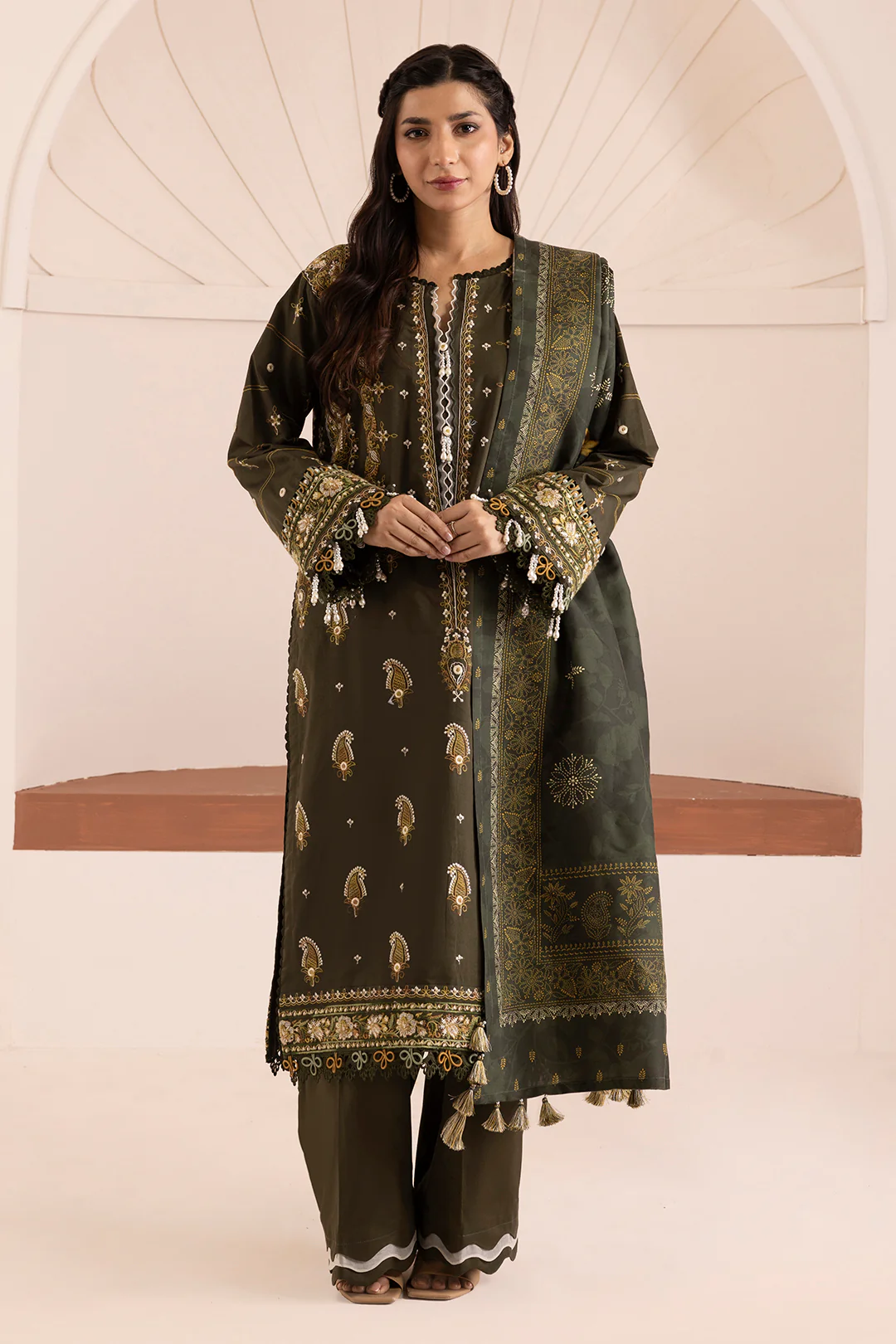Embroidered Shirt Shalwar Dupatta - 0266 - Image 2
