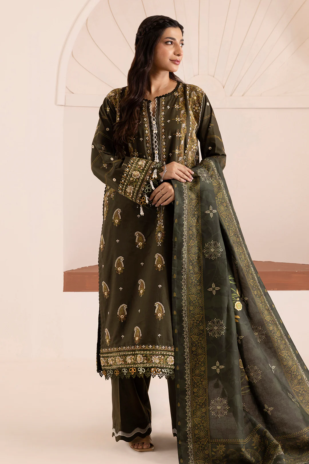 Embroidered Shirt Shalwar Dupatta - 0266 - Image 3