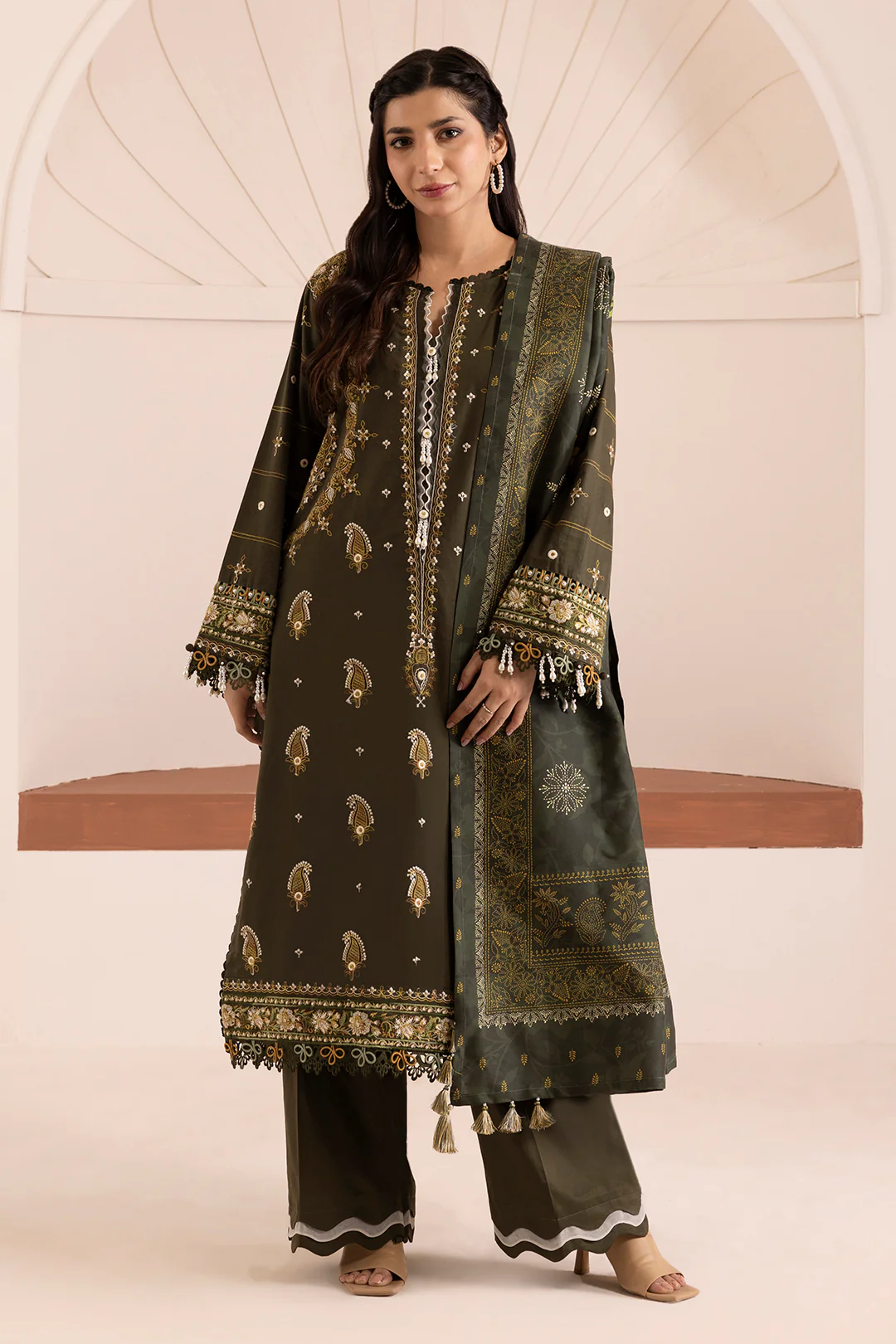 Embroidered Shirt Shalwar Dupatta - 0266 - Image 5
