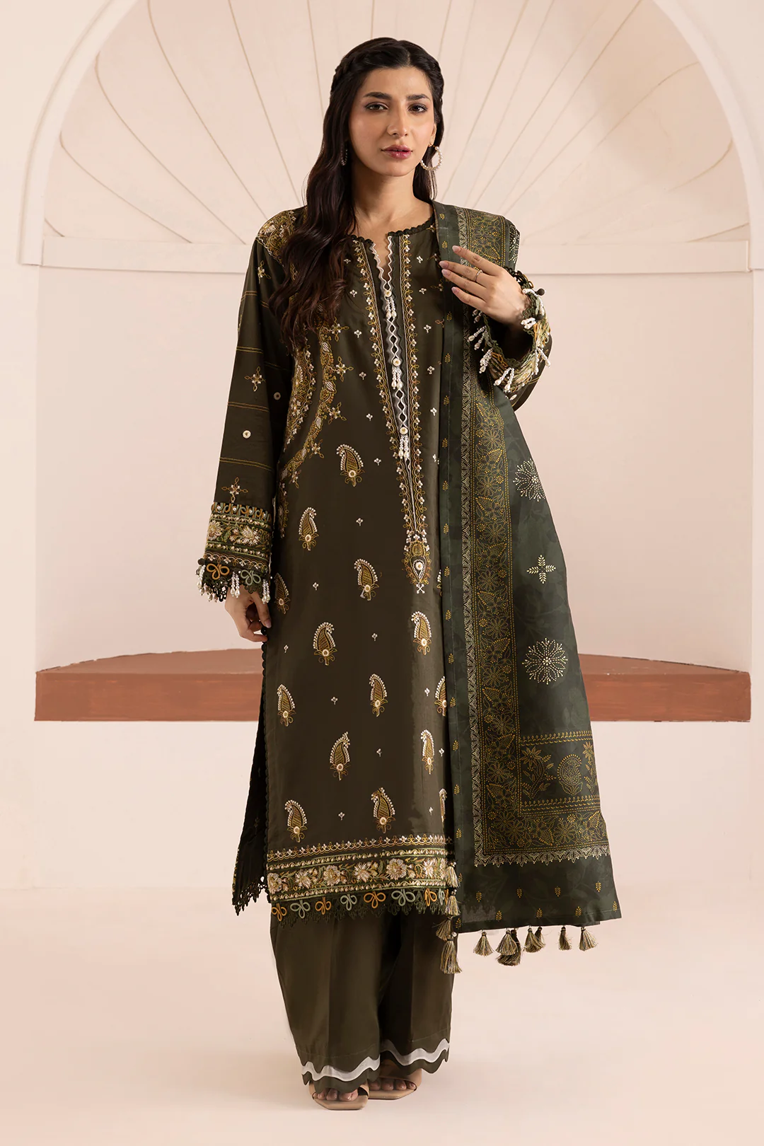 Embroidered Shirt Shalwar Dupatta - 0266 - Image 6
