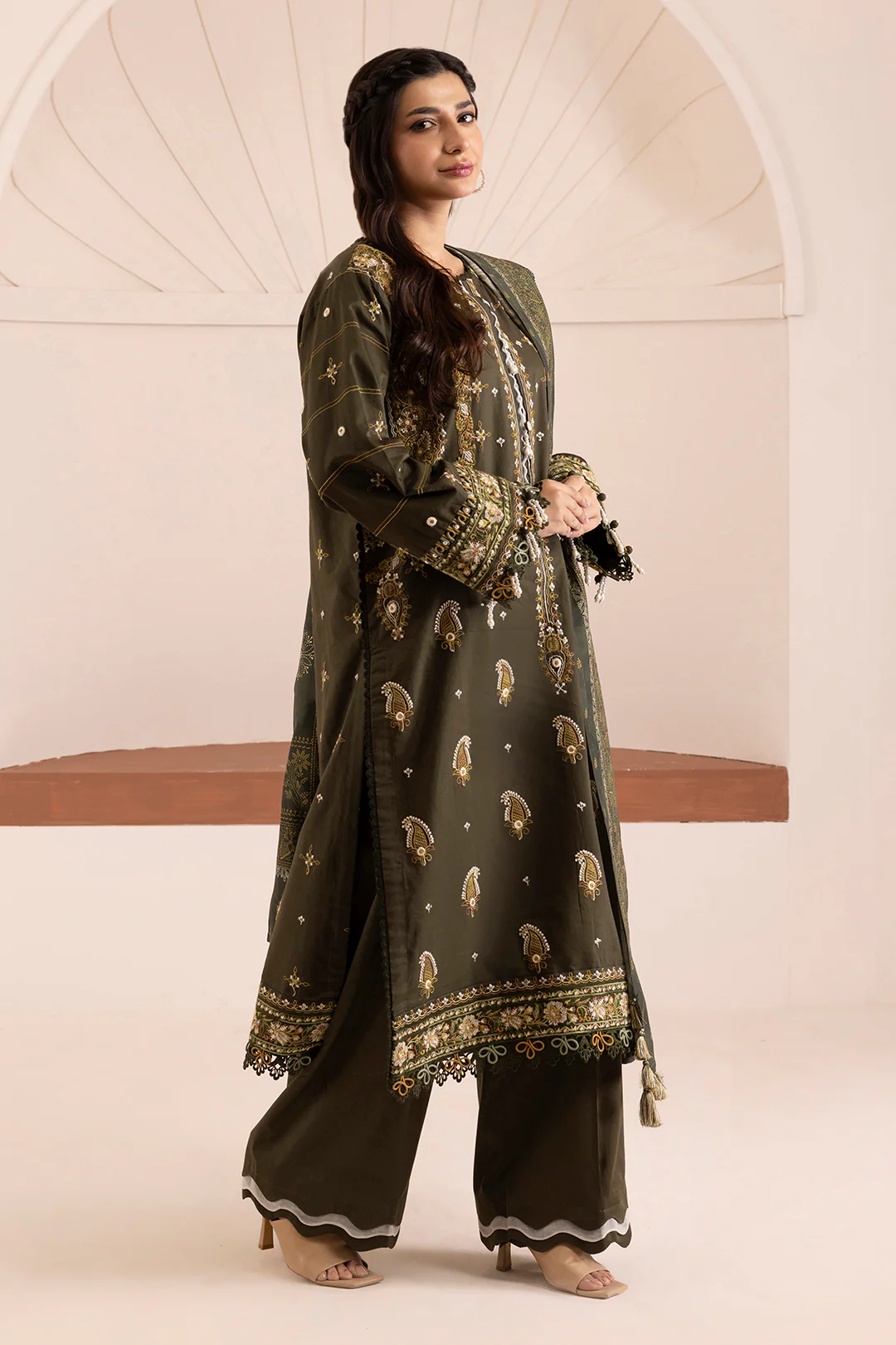 Embroidered Shirt Shalwar Dupatta - 0266 - Image 8