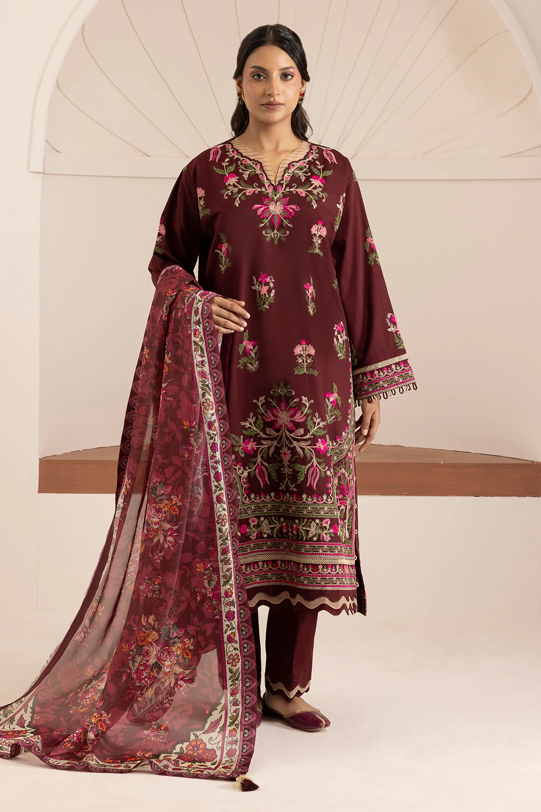 Embroidered Shirt Shalwar Dupatta - 0269 - Image 5
