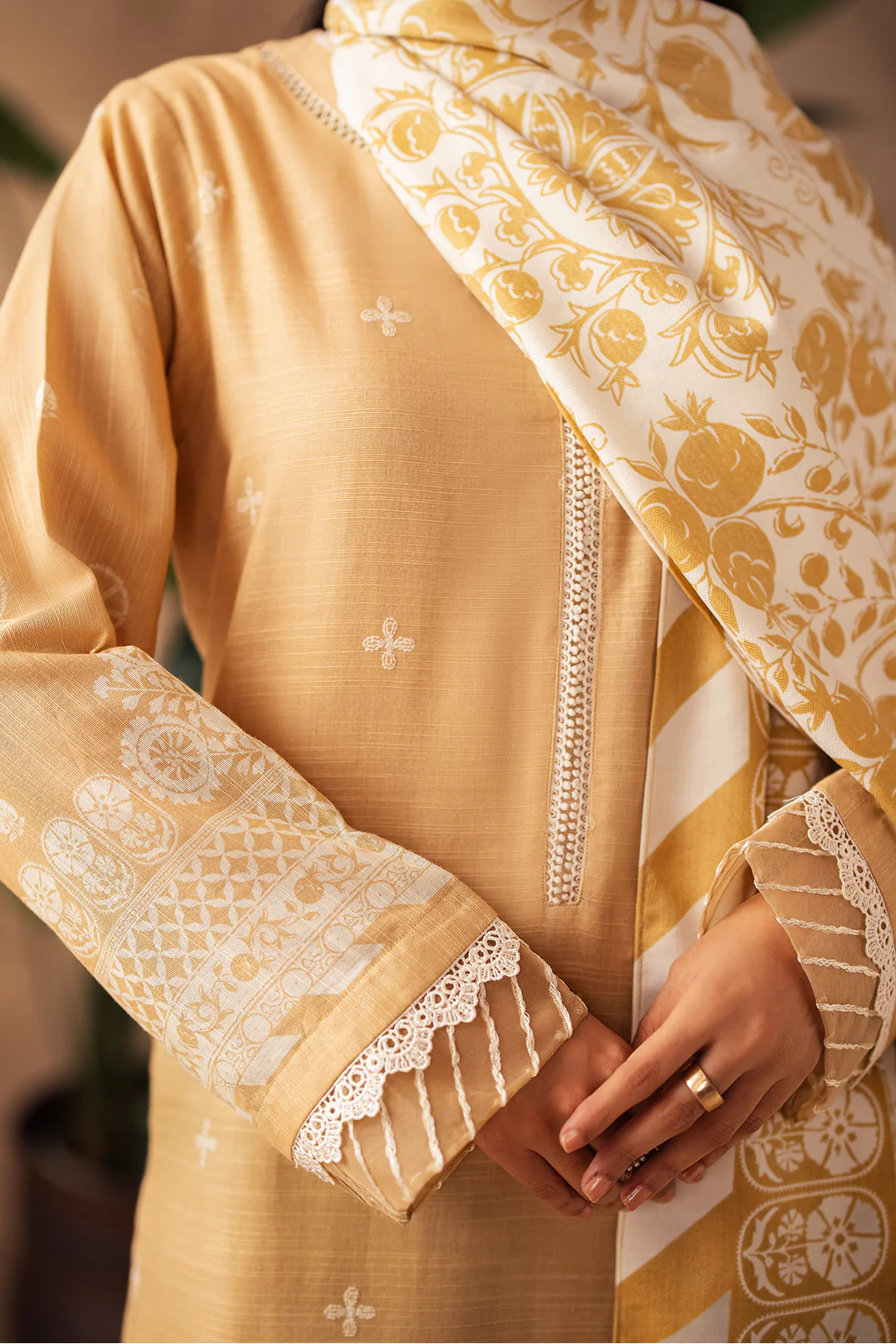 Embroidered Shirt Shalwar Shawl - 0310 - Image 4