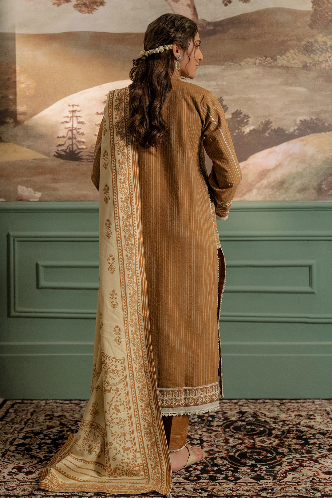 Embroidered Shirt Shalwar Shawl - 0407 - Image 5