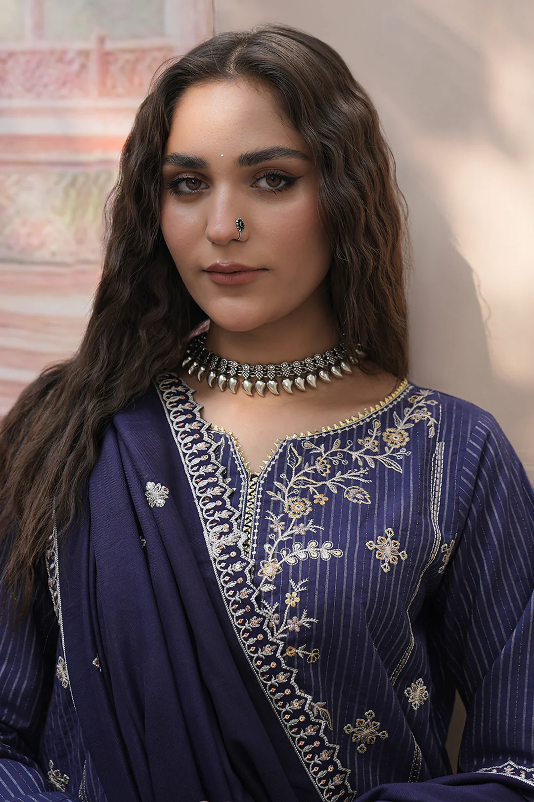 Embroidered Shirt Shalwar Shawl - 0409 - Image 3