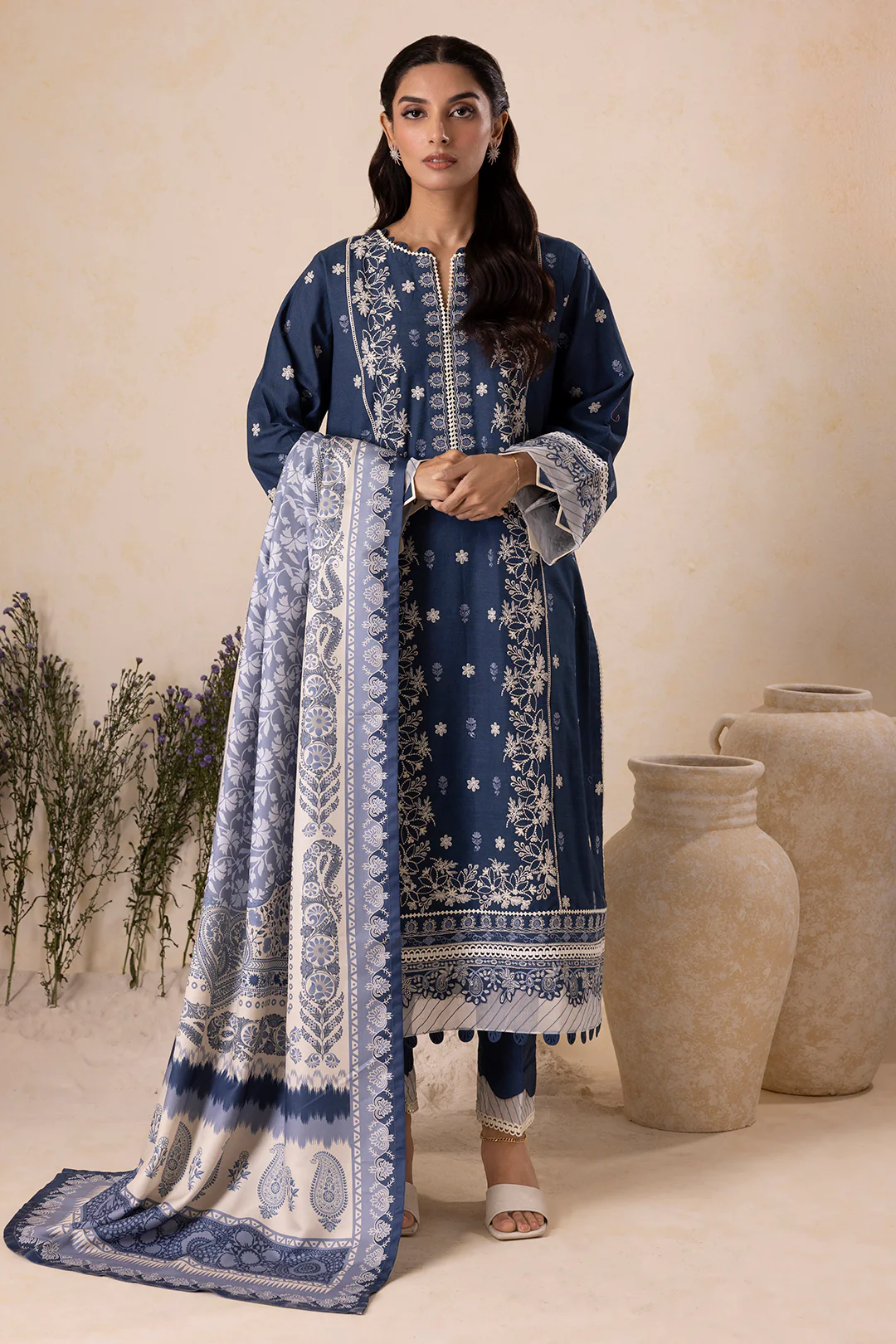 Embroidered Shirt Shalwar Shawl - 0163 - Image 2