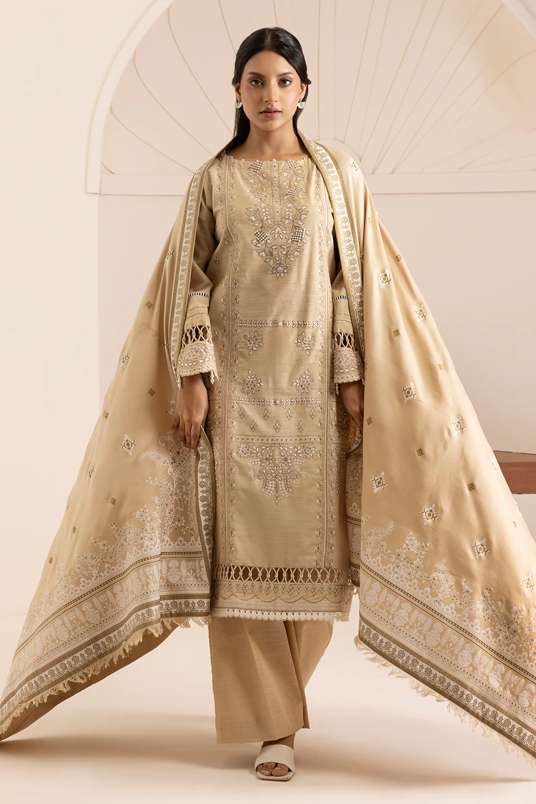 Embroidered Shirt Shalwar Shawl - 0164 - Image 2