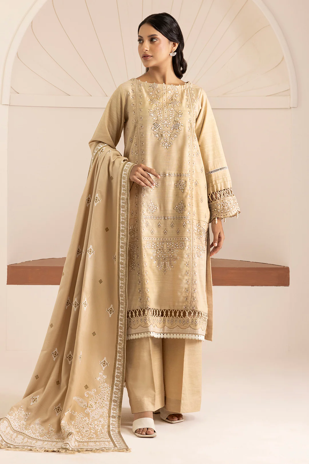 Embroidered Shirt Shalwar Shawl - 0164 - Image 3