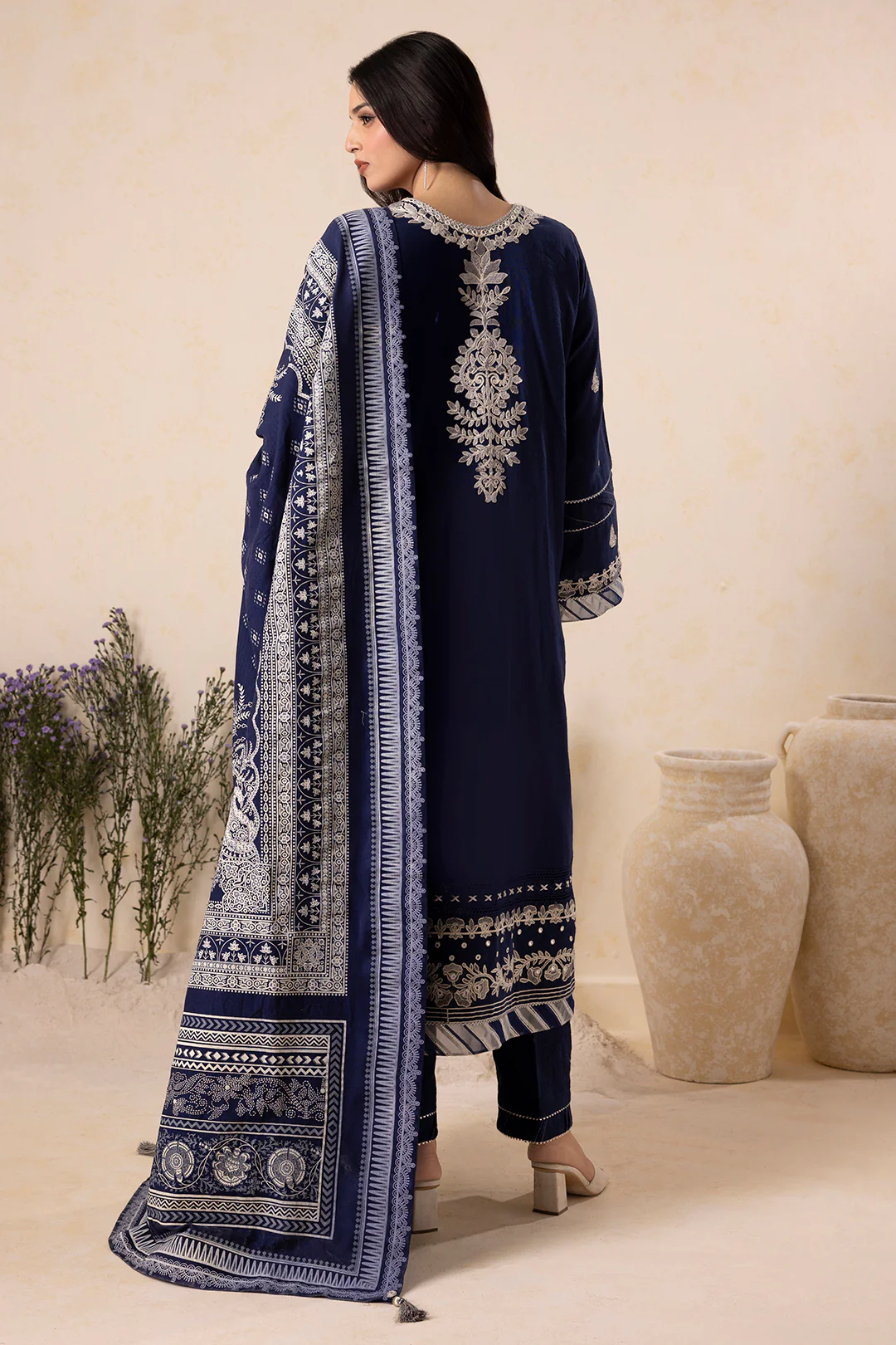 Embroidered Shirt Shalwar Shawl - 0174 - Image 5